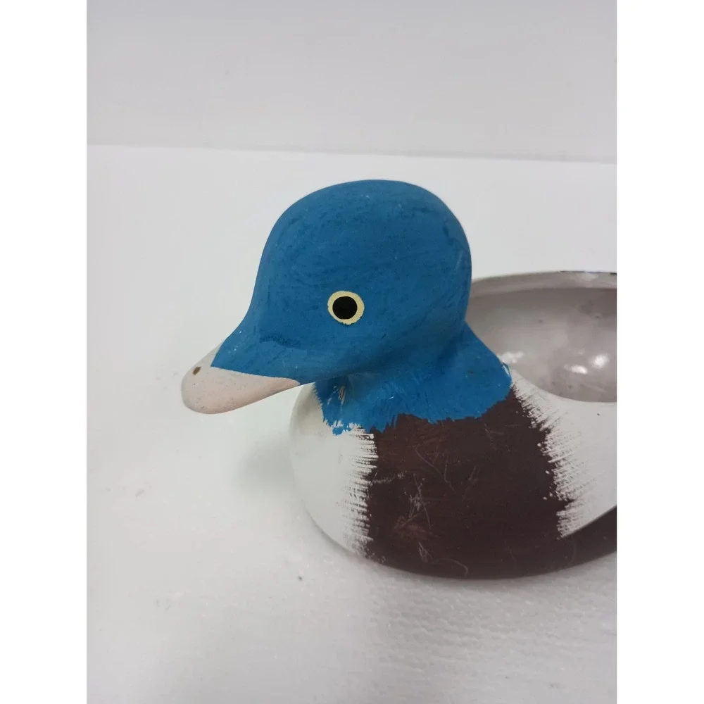Vintage Mallard Duck Planter Flower Pot Ceramic Multi Color Farmhouse Decor